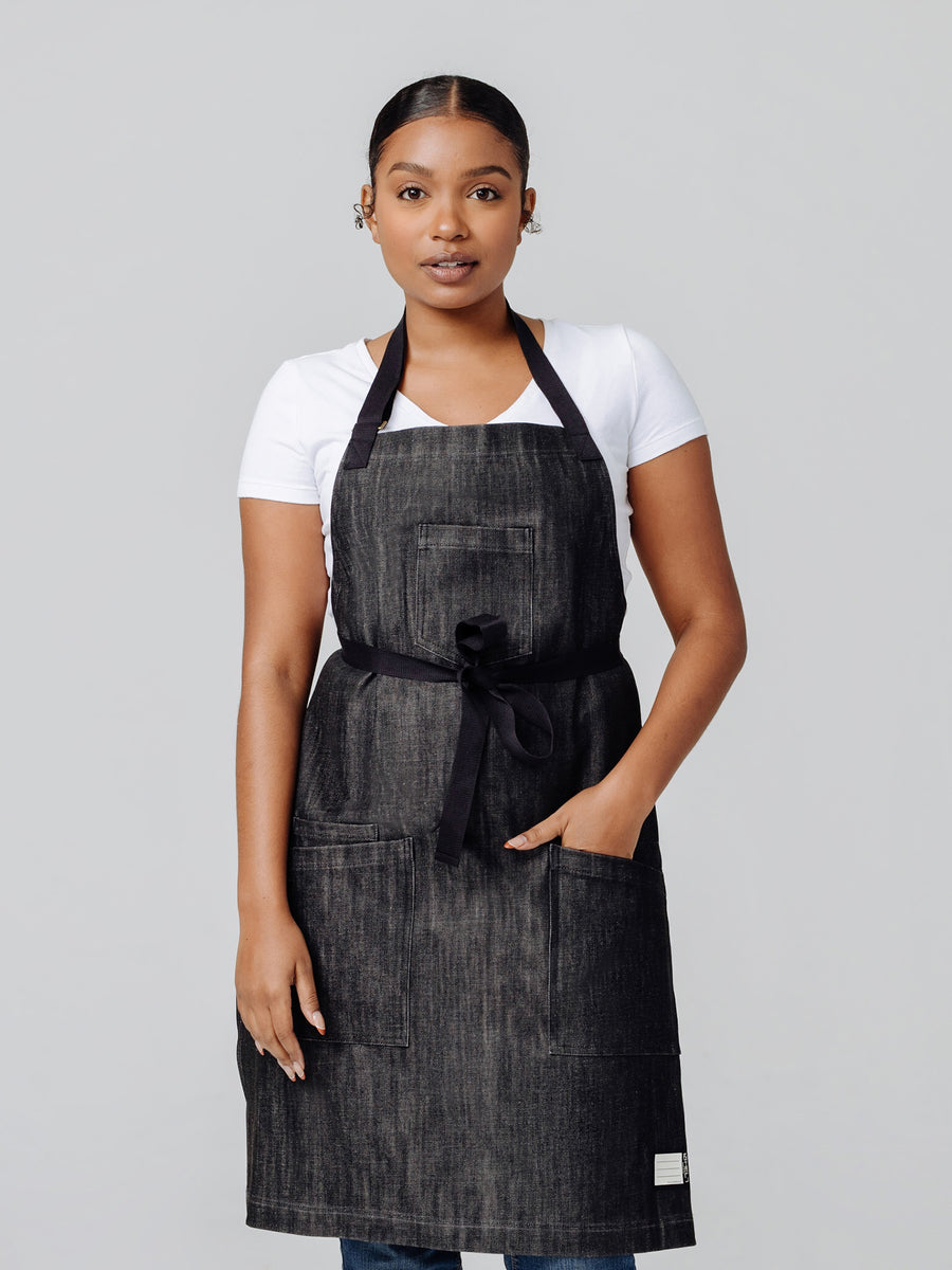 NEIGHBORHOOD 25aw DENIM APRON BLACK Cross Back Denim Apron