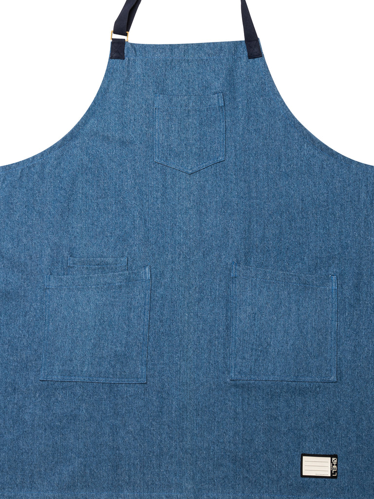 Frontal view of Ocean Breeze Denim Apron.