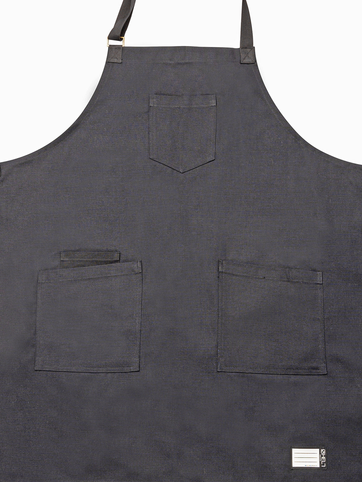 Frontal view of Raven Bib Apron.